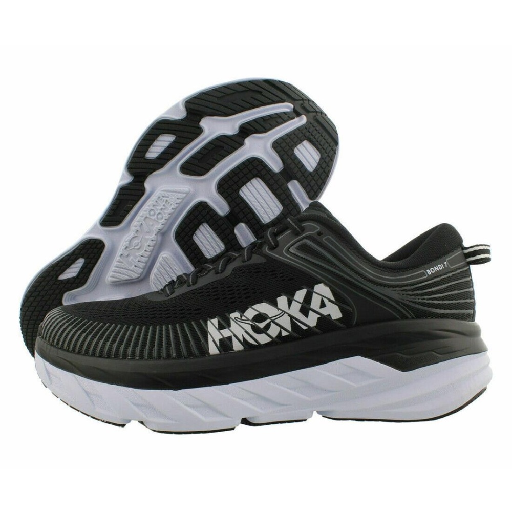 Hoka One One Women's Bondi 7 Running Shoes Women's Size 7 in Black | White
